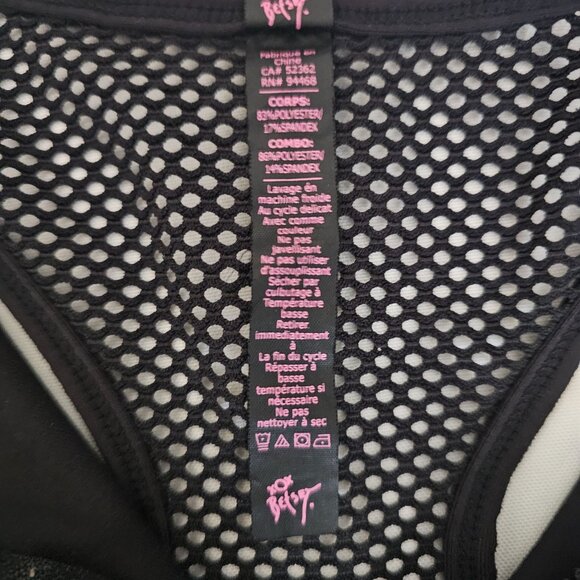 Betsey Johnson Performance Women's Black Zip Front Mesh Yoga Sports Bra Large - Picture 13 of 15